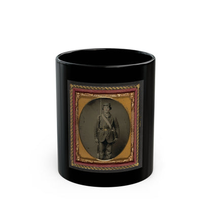 Unidentified Soldier In Union Uniform With Bayoneted Musket And Cartridge Box (U.S. Civil War) Black Coffee Mug
