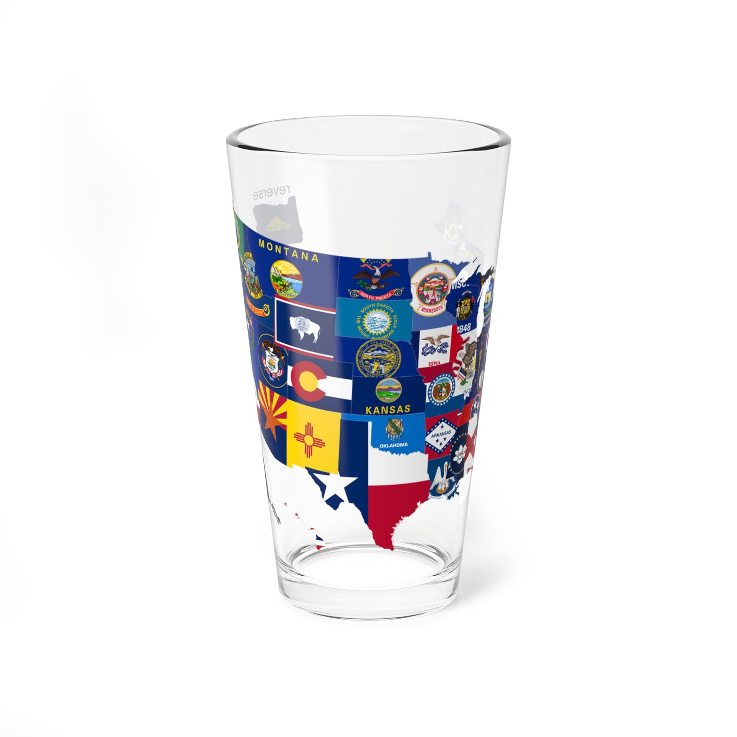 Flag-map of the US states and Washington D.C (United States) Pint Glass 16oz