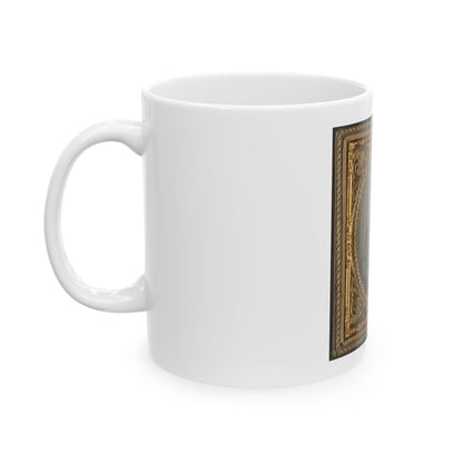 Private Silas A. Shirley Of Co. H, 16th Mississippi Infantry Regiment, With Books And Sign Reading Victory Or Death! (U.S. Civil War) White Coffee Mug
