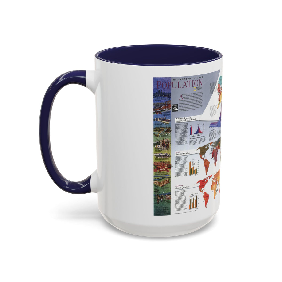 World Map - Population (1998) (Map) Accent Coffee Mug