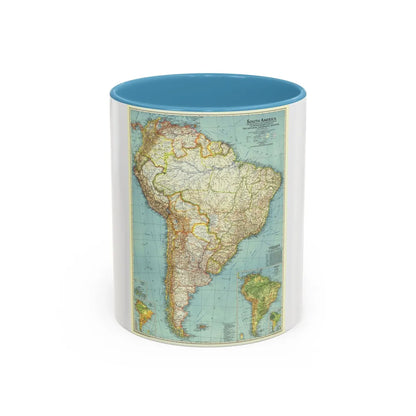 South America (1942) (Map) Accent Coffee Mug-11oz-Light Blue-Go Mug Yourself