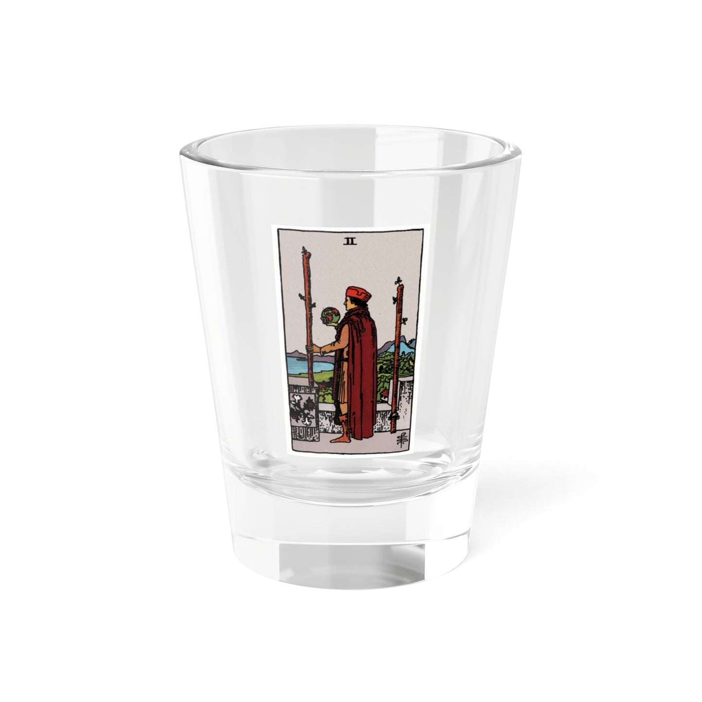 The 2 of Wands (Tarot Card) Shot Glass 1.5oz-1.5oz-Go Mug Yourself