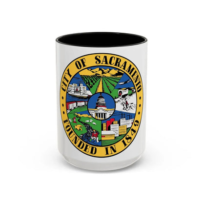 Seal of Sacramento California - Accent Coffee Mug-15oz-Black-Go Mug Yourself