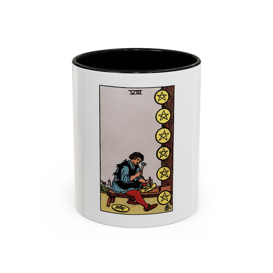 The 8 of Pentacles (Tarot Card) Accent Coffee Mug