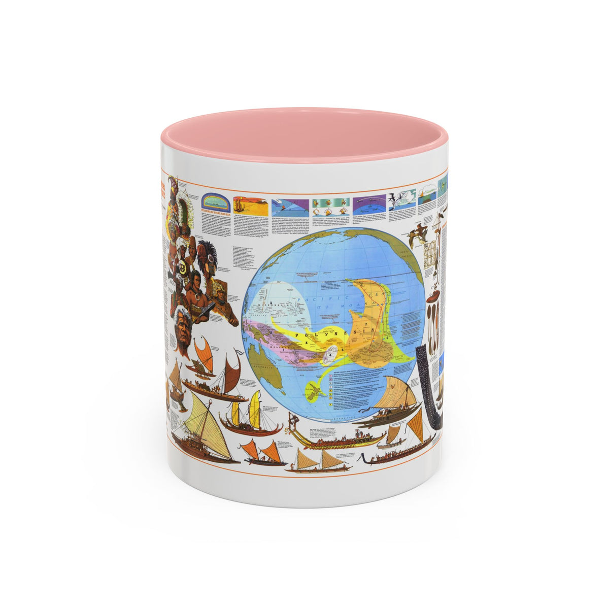 Pacific - Discoverers of the (1974) (Map) Accent Coffee Mug