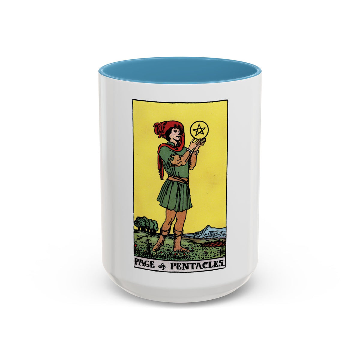 The Page of Pentacles (Tarot Card) Accent Coffee Mug