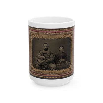Unidentified Soldier In Confederate 1st Lieutenant's Uniform With Wife And Baby (U.S. Civil War) White Coffee Mug