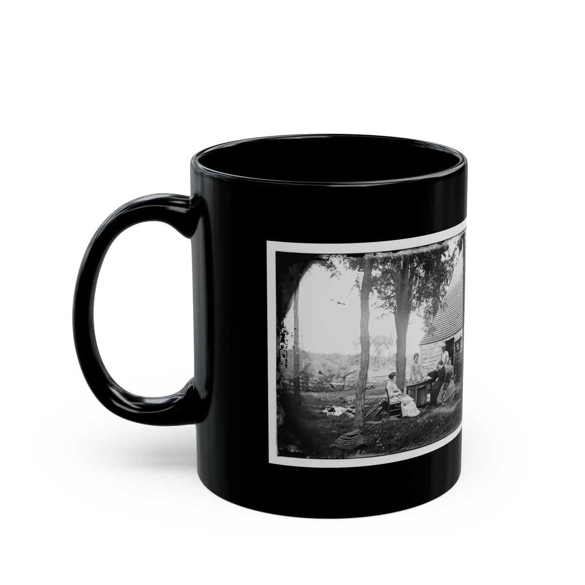 Cedar Mountain, Va. Family Group Before The House In Which Gen. Charles S. Winder (C.S.A.) Died (U.S. Civil War) Black Coffee Mug