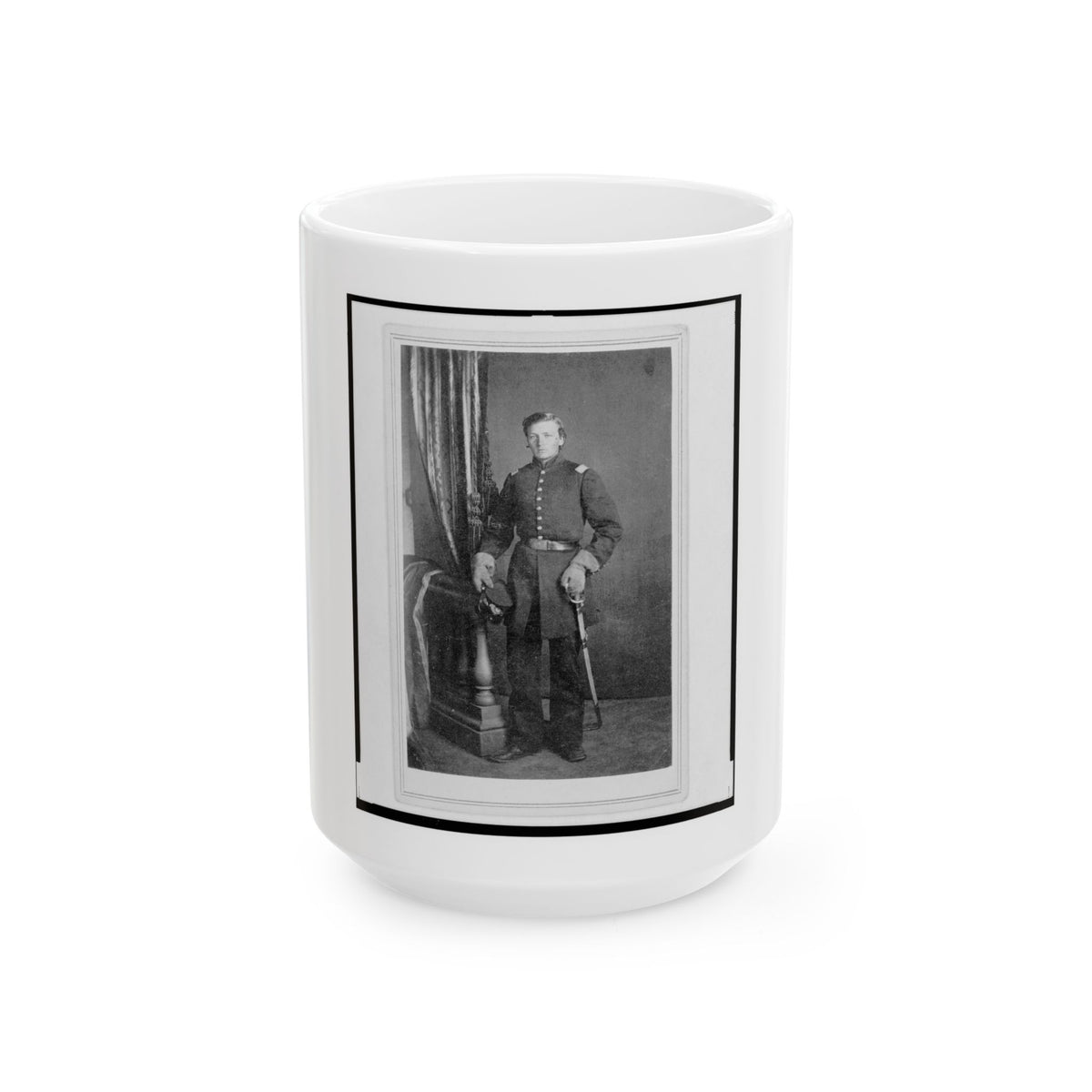 Captain Charles Nagel, Union Officer In The 32nd Indiana Regiment, Full-Length Portrait, Standing, Facing Front (U.S. Civil War) White Coffee Mug