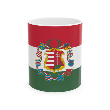 Flag of Hungary with great coat of arms 1849 (Hungary) White Coffee Mug