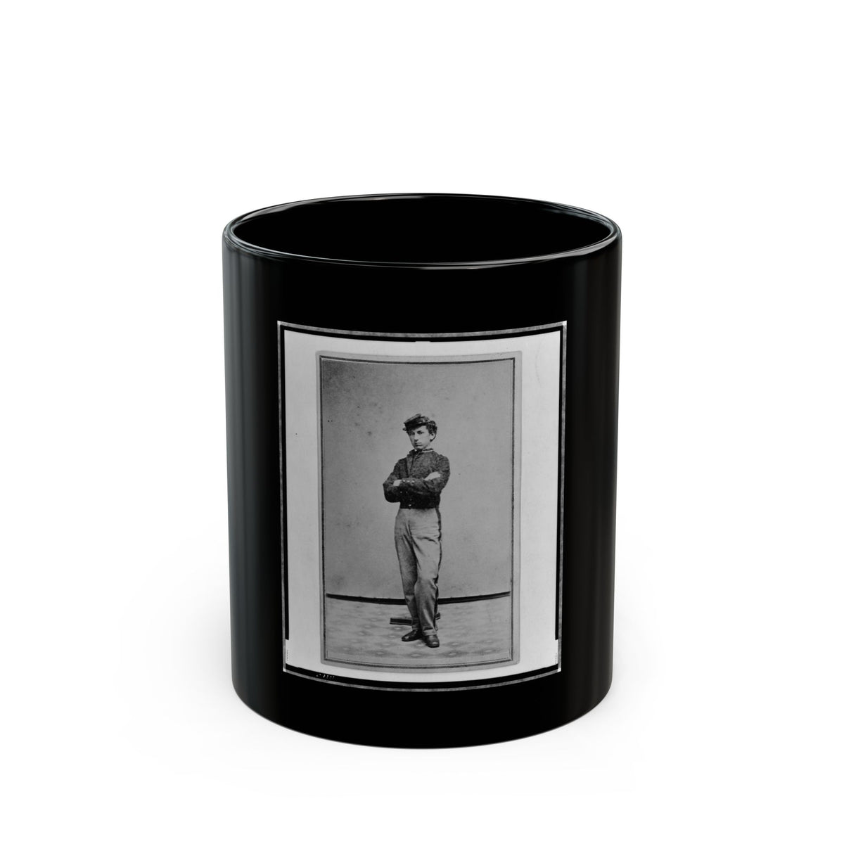 John Longnecker, Full-Length Portrait, Standing, With Arms Folded Across Chest, Facing Left (U.S. Civil War) Black Coffee Mug