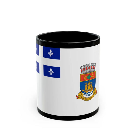 Flag of Quebec City 1967 to 1987 Canada - Black Coffee Mug-11oz-Go Mug Yourself