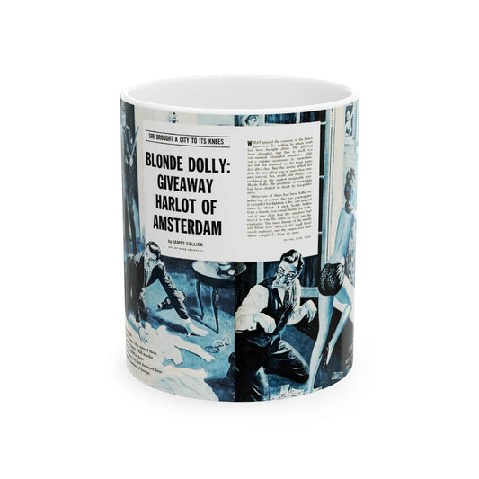 Blonde Dolly - Giveway Harlot Of Amsterdam, Real Adventure, January 1961 - White Coffee Mug-11oz-Go Mug Yourself