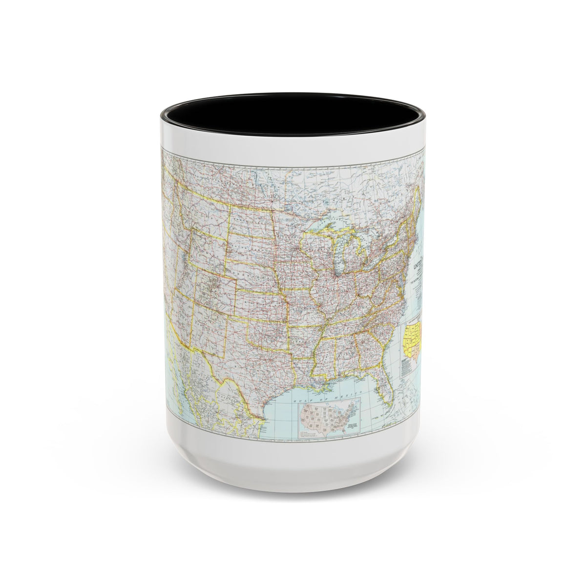 USA - The United States (1940) (Map) Accent Coffee Mug