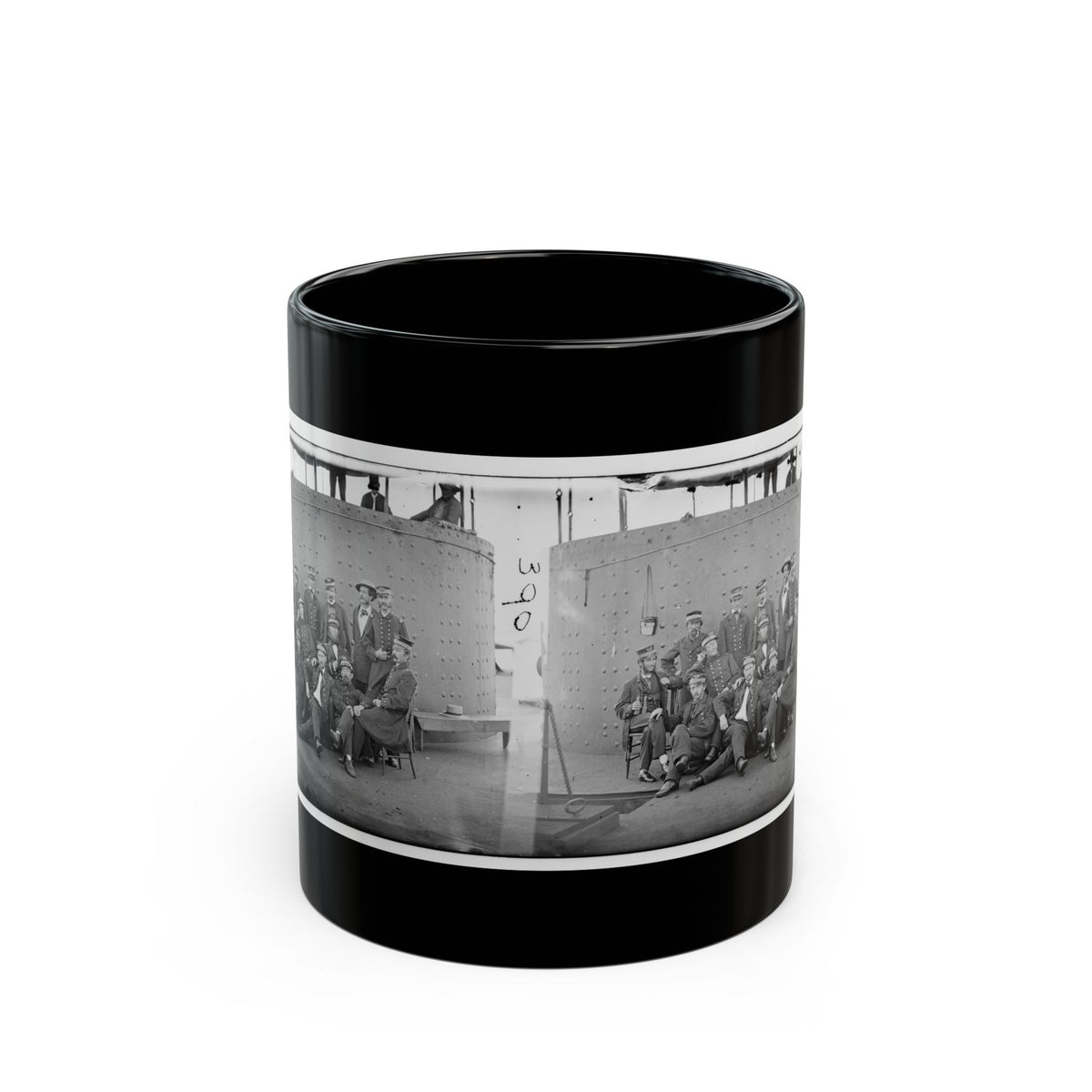 James River, Va. Officers Of The U.S.S. Monitor Grouped By The Turret (U.S. Civil War) Black Coffee Mug