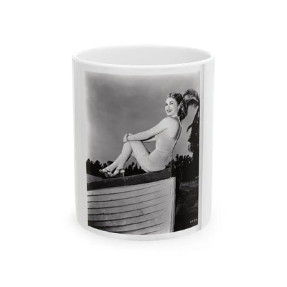 Lori Nelson #231 - Irving Klaw Negative Struck 8x10 1950's 1 Piece Swimsuit Pin-Up Cheesecake Photo (Vintage Female Icon) White Coffee Mug-11oz-Go Mug Yourself