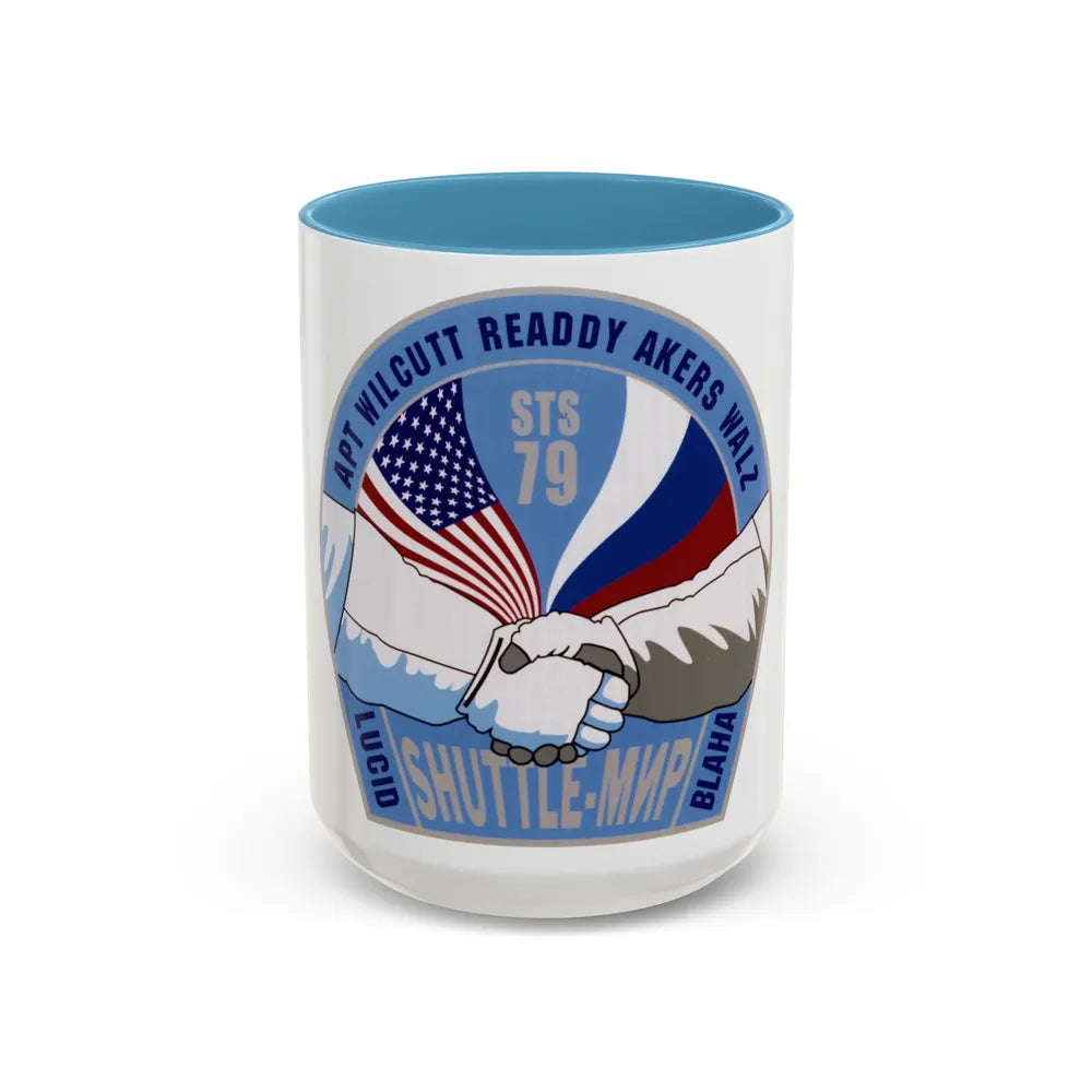 STS 79 (NASA) Accent Coffee Mug-15oz-Light Blue-Go Mug Yourself