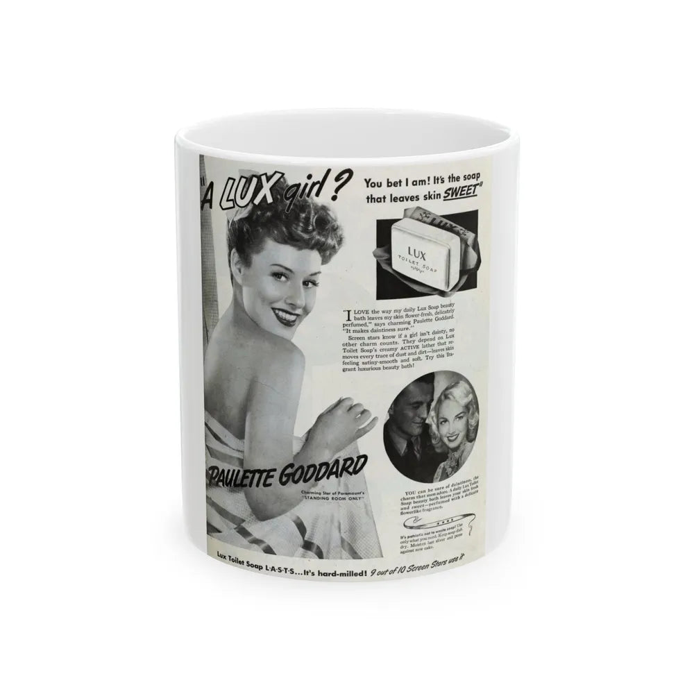 Paulette Goddard #162 - Shampoo Add (Vintage Female Icon) White Coffee Mug-11oz-Go Mug Yourself