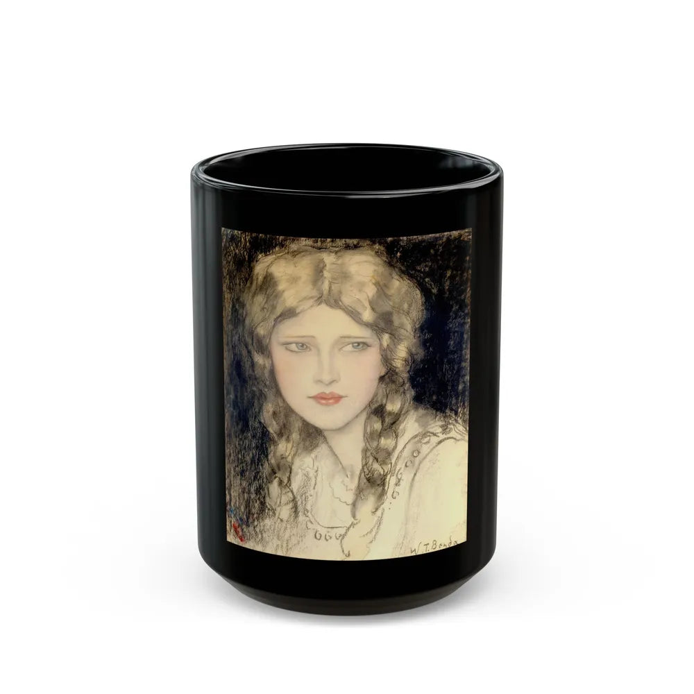 Girl with Braids, circa 1920 - Black Coffee Mug-15oz-Go Mug Yourself