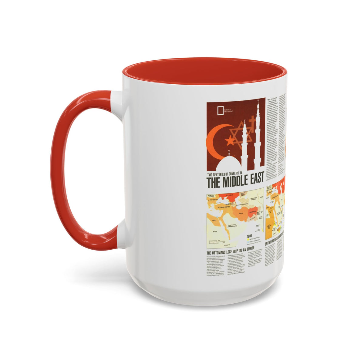 Middle East - Two Centuries of Conflict (1980) (Map) Accent Coffee Mug