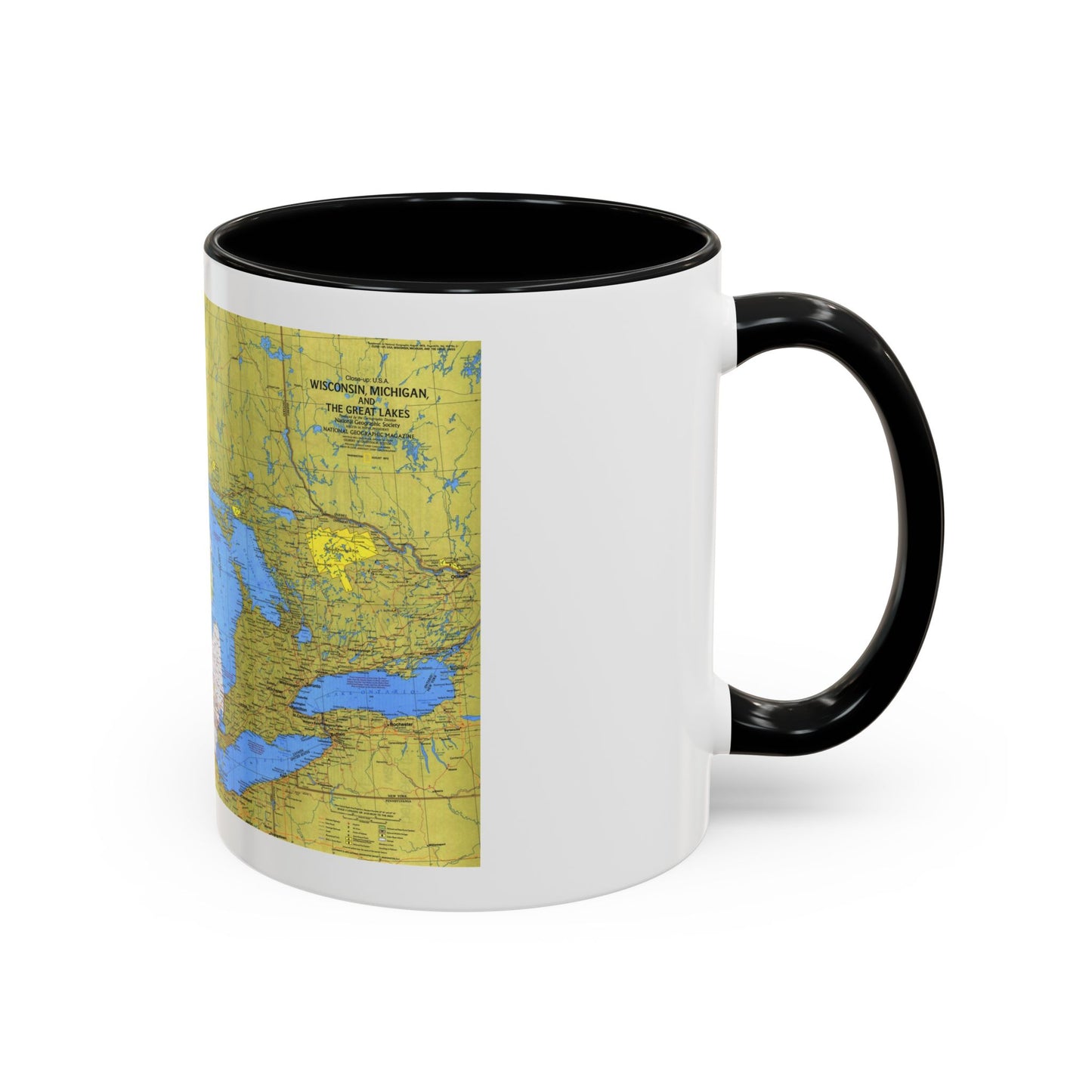 USA - Wisconsin, Michigan ,Great Lakes 1 (1973) (Map) Accent Coffee Mug