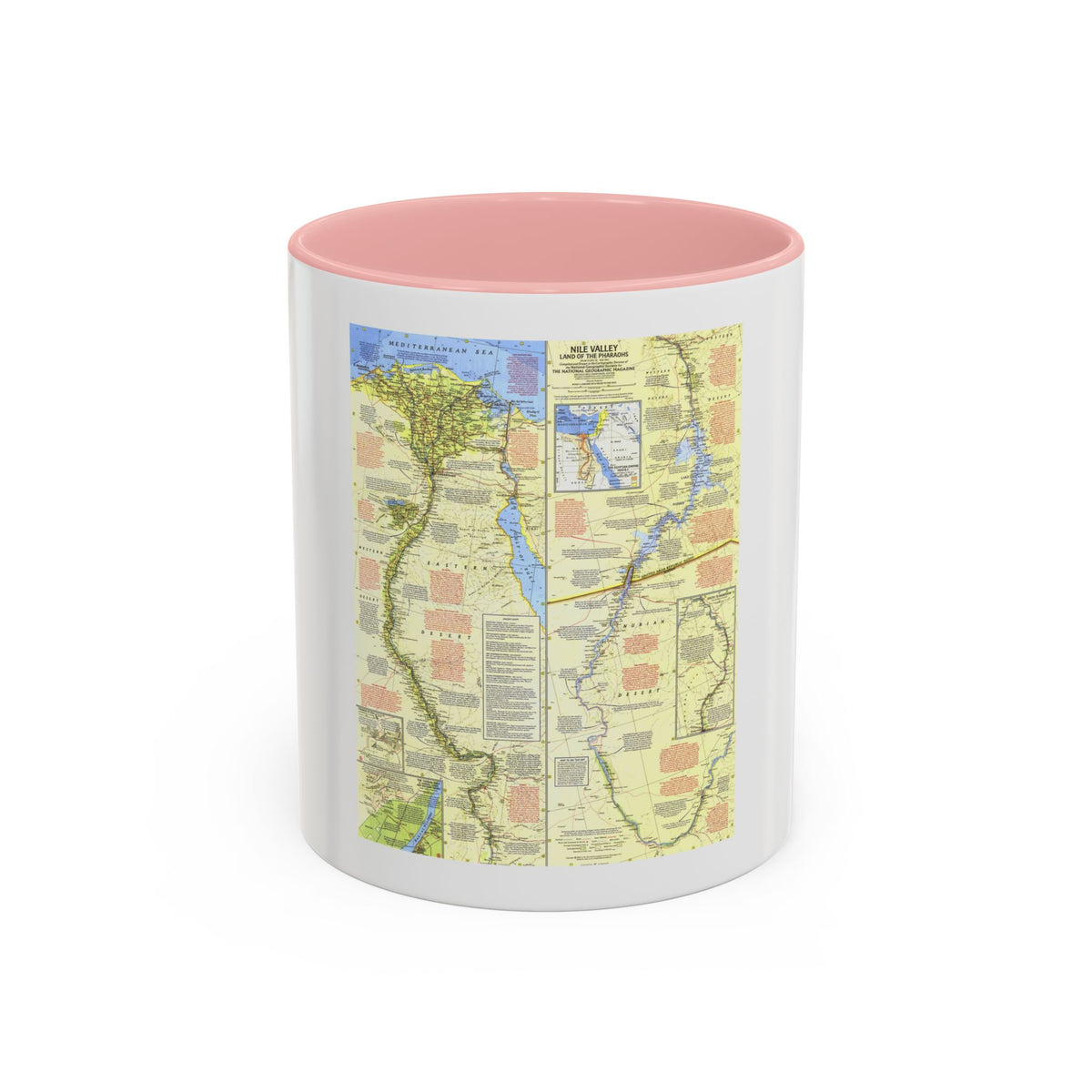 Egypt - Nile Valley, Land of the Pharaohs (1965) (Map) Accent Coffee Mug