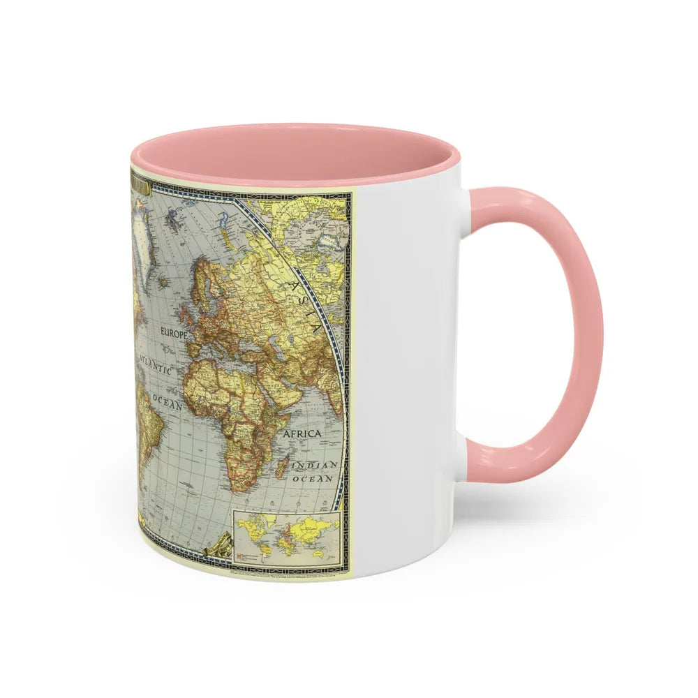 World Map (1943) (Map) Accent Coffee Mug-Go Mug Yourself