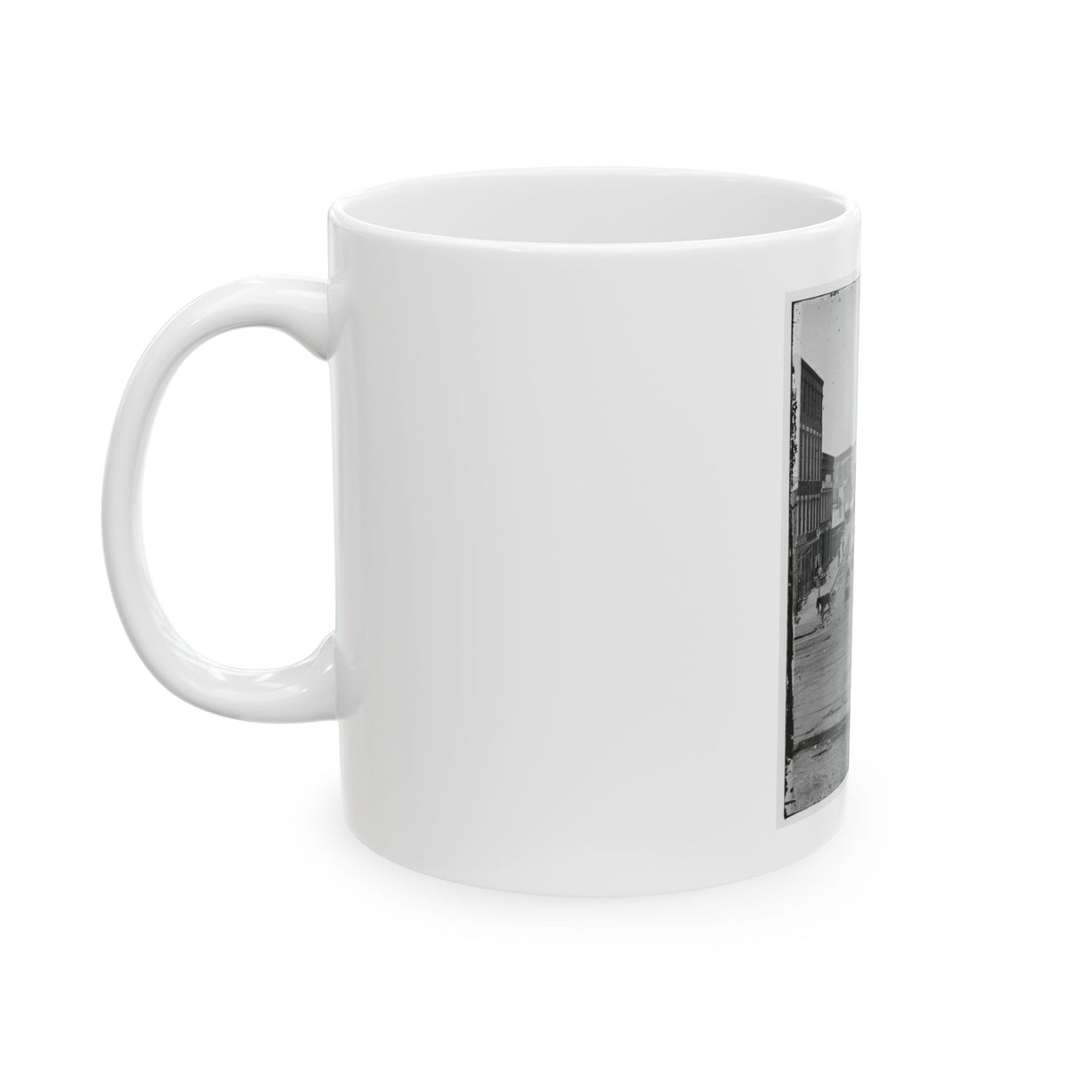 Atlanta, Ga. Northward View Across The Tracks On Whitehall Street, With Wagon Train (U.S. Civil War) White Coffee Mug