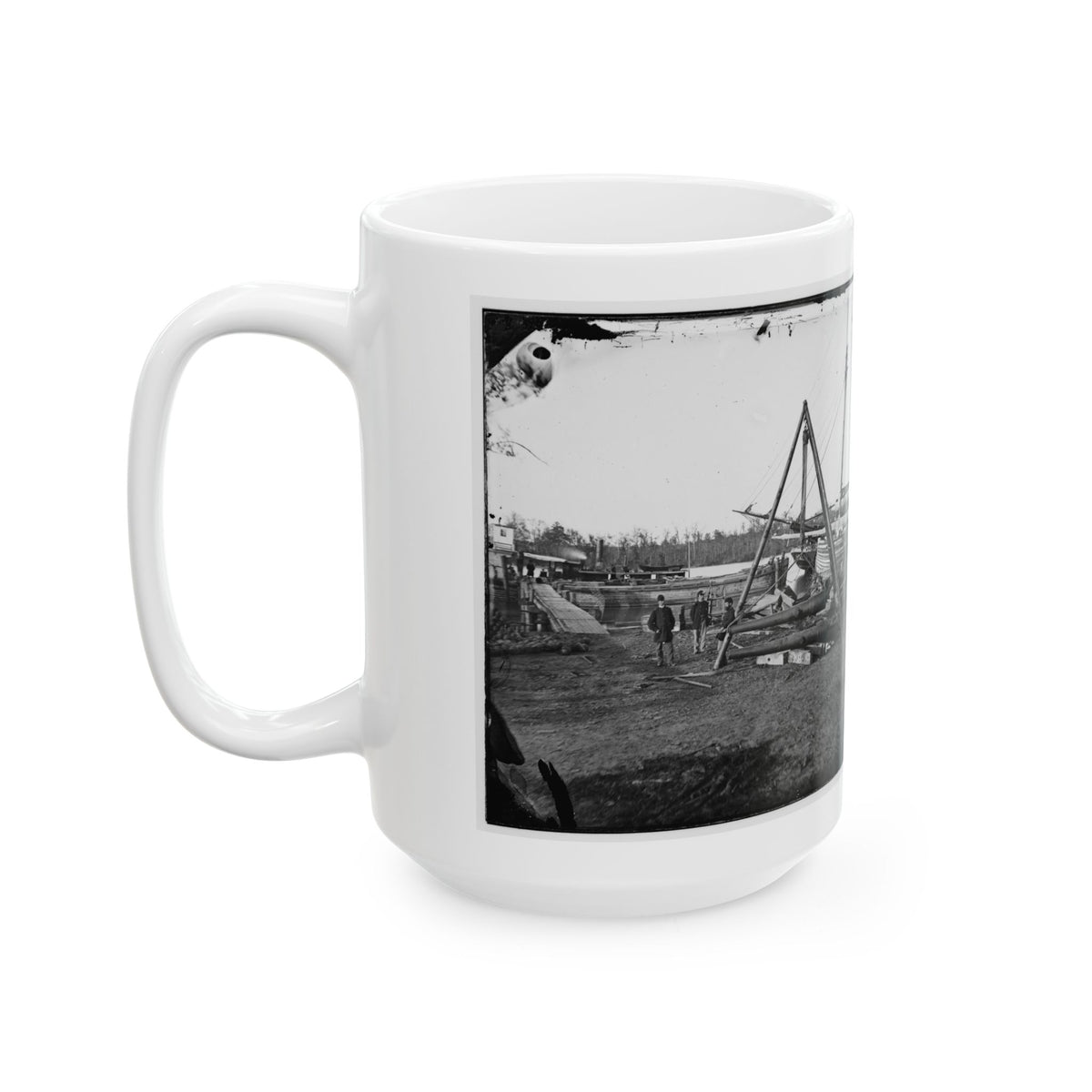 Broadway Landing, Va.  Tripod Artillery Swing By The Appomattox (U.S. Civil War) White Coffee Mug