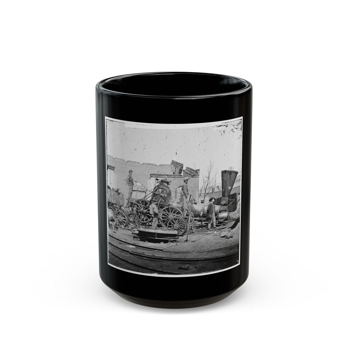 Richmond, Va. Crippled Locomotive, Richmond & Petersburg Railroad Depot (U.S. Civil War) Black Coffee Mug