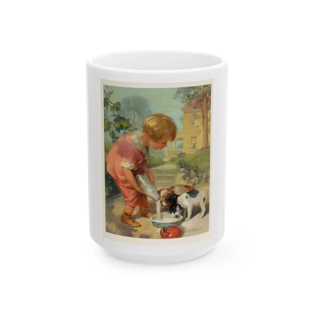 Feeding the Puppies - White Coffee Mug-15oz-Go Mug Yourself