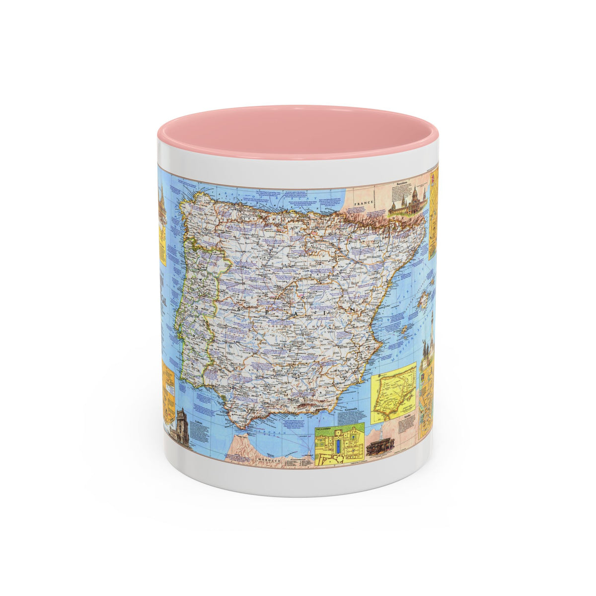 Spain and Portugal - A Traveller's Map 1 (1984) (Map) Accent Coffee Mug