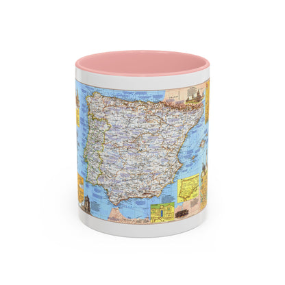 Spain and Portugal - A Traveller's Map 1 (1984) (Map) Accent Coffee Mug