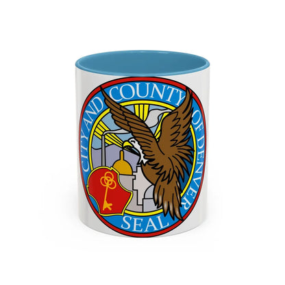 Seal of Denver - Accent Coffee Mug-11oz-Light Blue-Go Mug Yourself