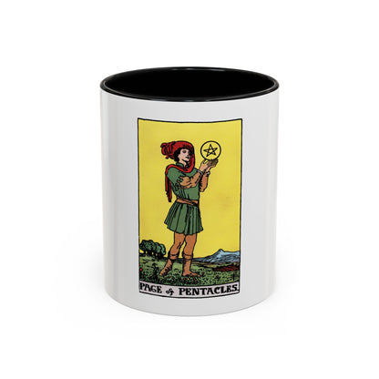 The Page of Pentacles (Tarot Card) Accent Coffee Mug