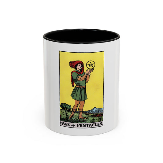 The Page of Pentacles (Tarot Card) Accent Coffee Mug