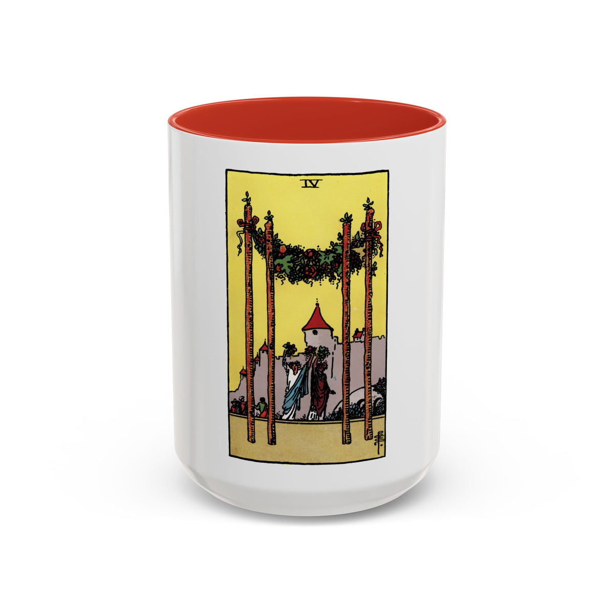 The 4 of Wands (Tarot Card) Accent Coffee Mug