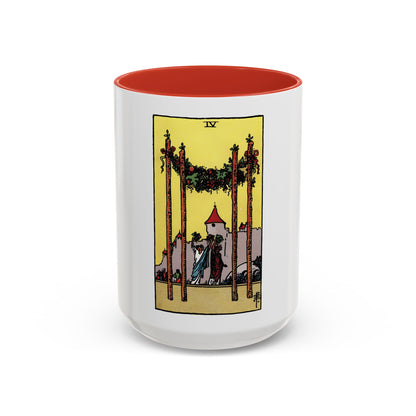 The 4 of Wands (Tarot Card) Accent Coffee Mug