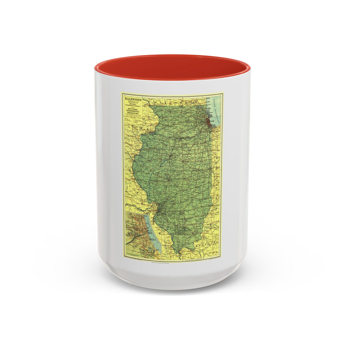 USA - Illinois (1931) (Map) Accent Coffee Mug