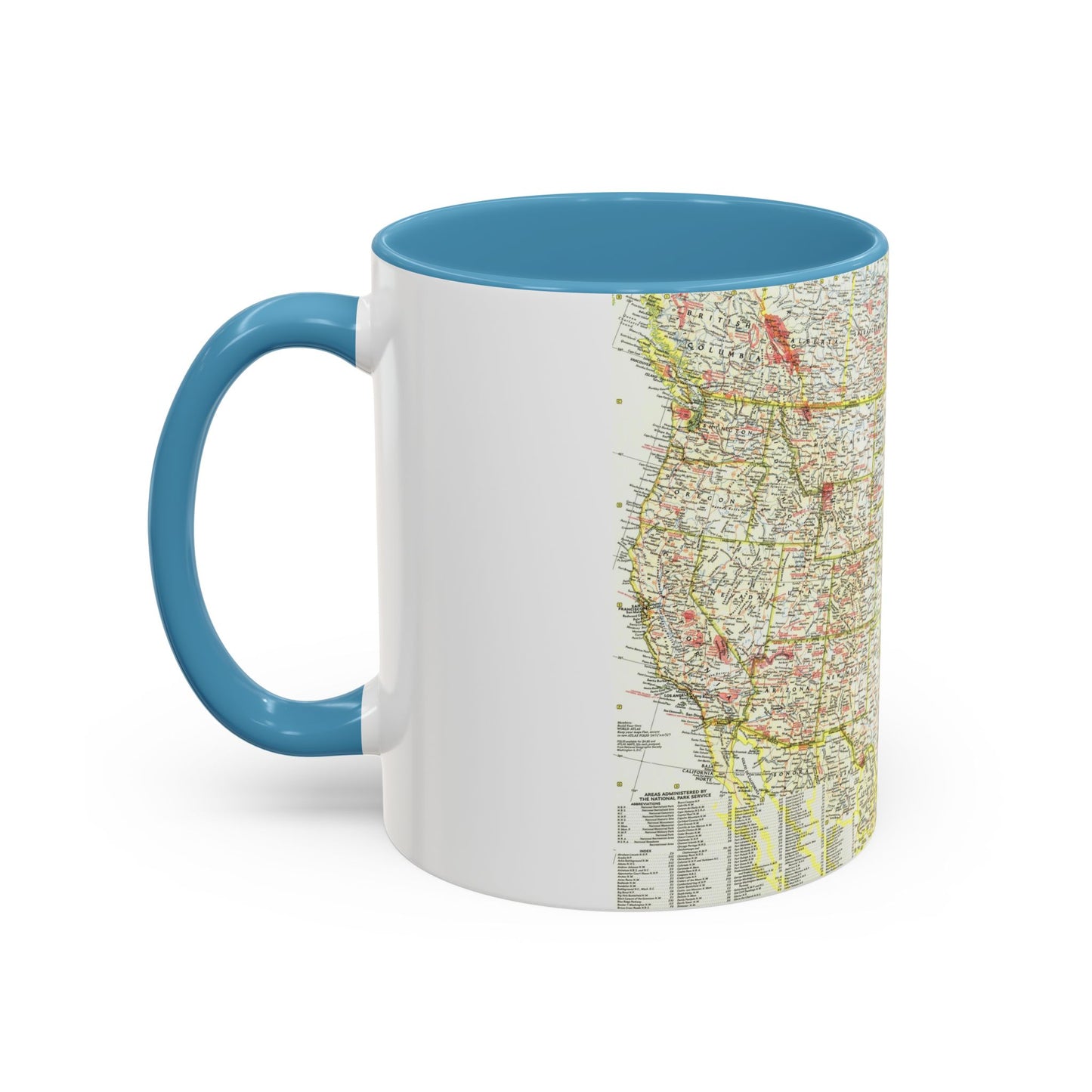 USA - National Parks and Historic Sites 1 (1958) (Map) Accent Coffee Mug