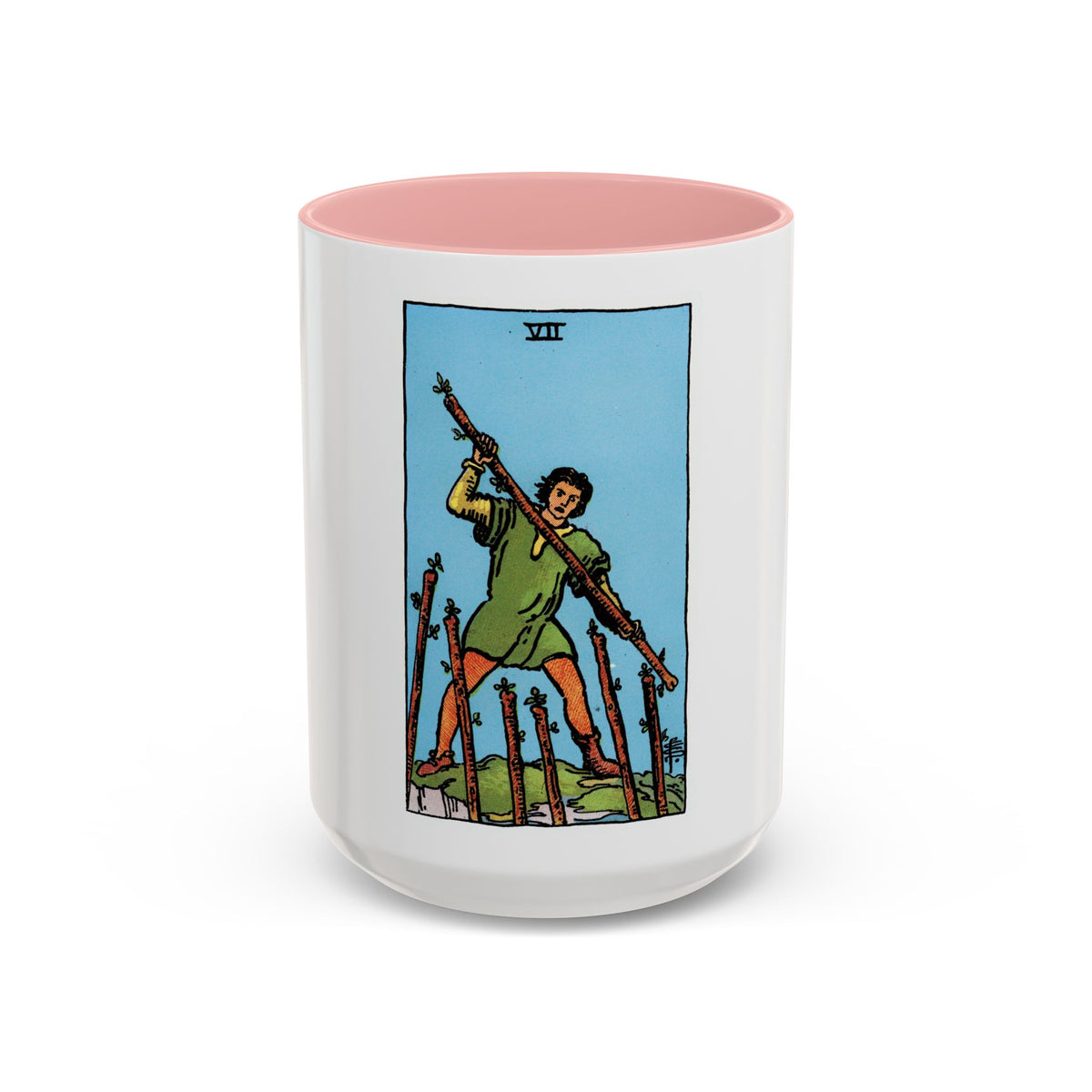 The 7 of Wands (Tarot Card) Accent Coffee Mug