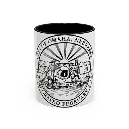 Seal of Omaha Nebraska - Accent Coffee Mug-11oz-Black-Go Mug Yourself