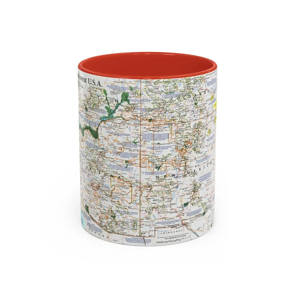 USA - Southwest (1992) (Map) Accent Coffee Mug-11oz-Red-Go Mug Yourself