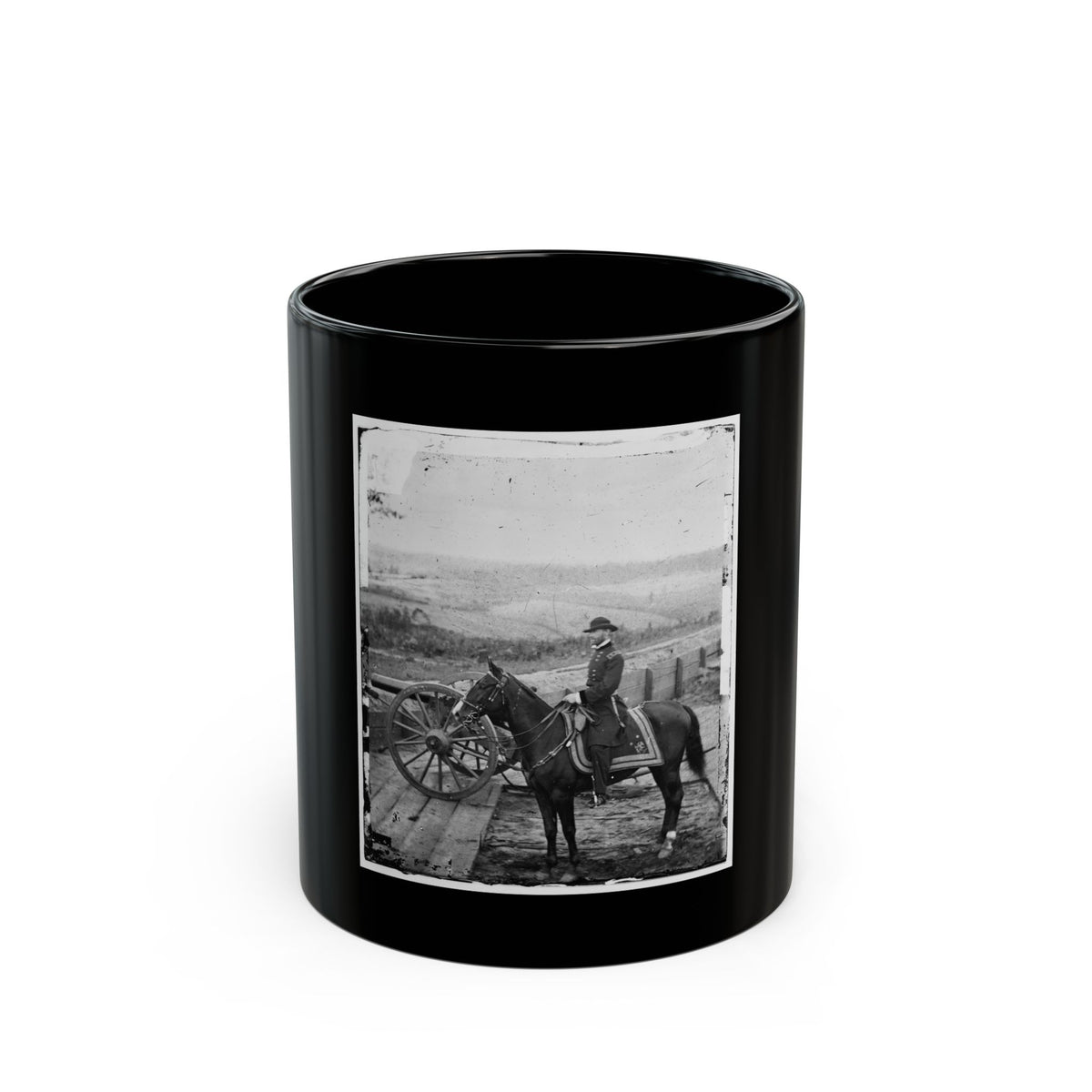 Atlanta, Ga. Gen. William T. Sherman On Horseback At Federal Fort No. 7(2) (U.S. Civil War) Black Coffee Mug