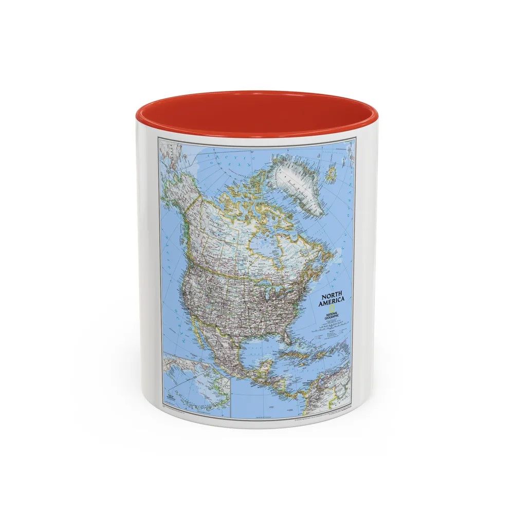 North America (2005) (Map) Accent Coffee Mug-11oz-Red-Go Mug Yourself