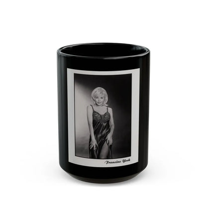 Francine York #170 - 8x10 B&W more recent most of body in night gown Glamour Photo Re-Print (Vintage Female Icon) Black Coffee Mug-15oz-Go Mug Yourself