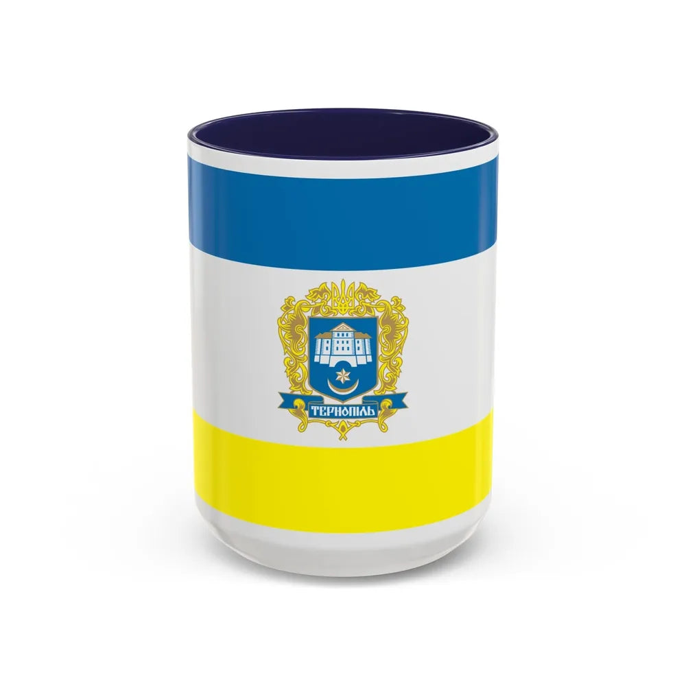 Flag of Ternopil Ukraine - Accent Coffee Mug-15oz-Navy-Go Mug Yourself