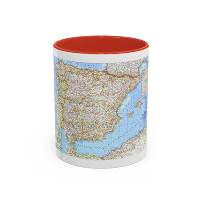 Spain and Portugal (1965) (Map) Accent Coffee Mug