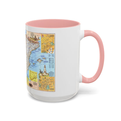 Spain and Portugal - A Traveller's Map 1 (1984) (Map) Accent Coffee Mug