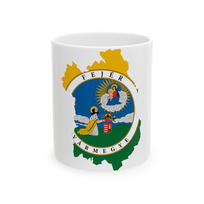 Flag-map of Fejer County (Hungary) White Coffee Mug